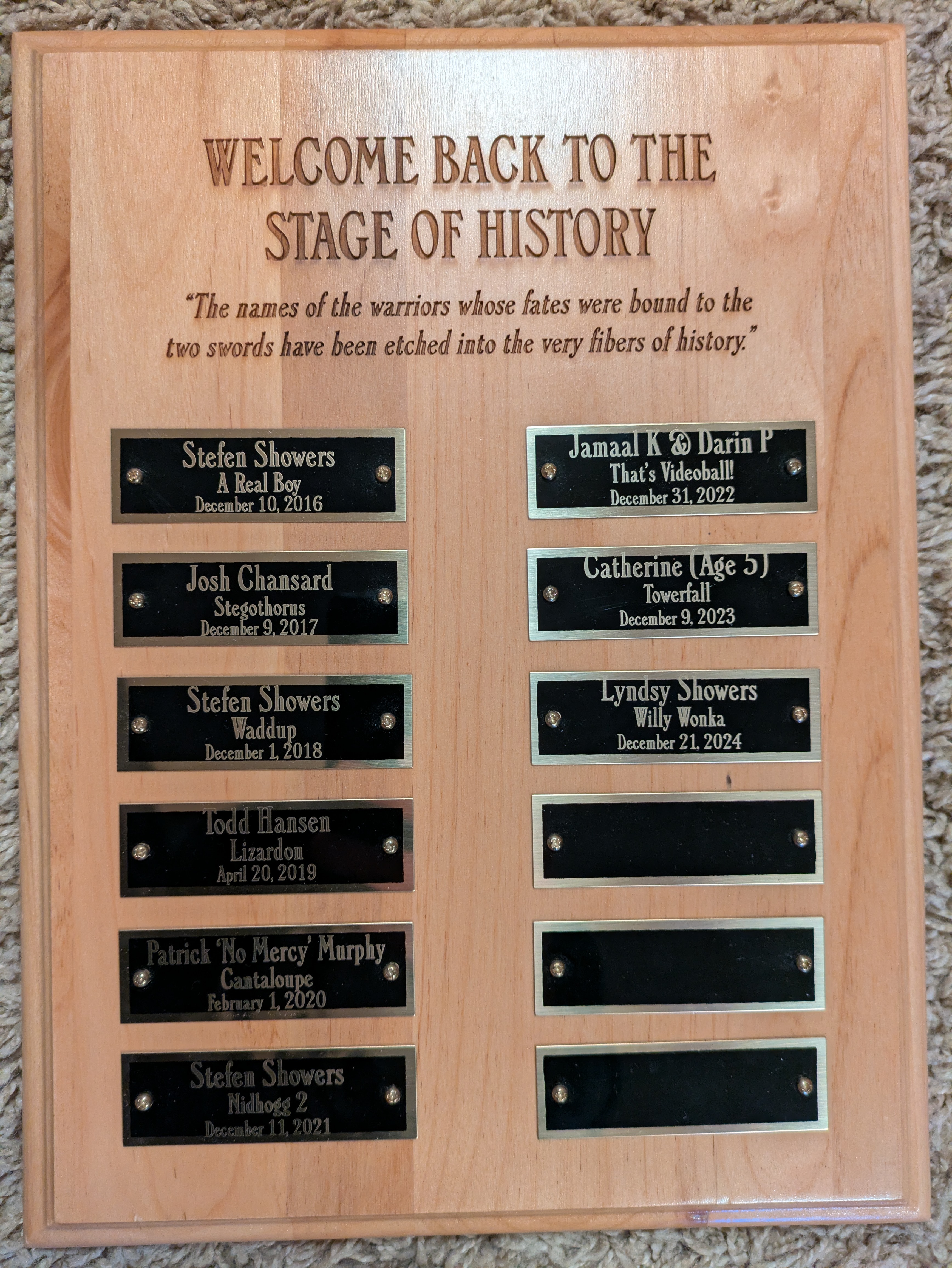The Stage Of History eternal plaque